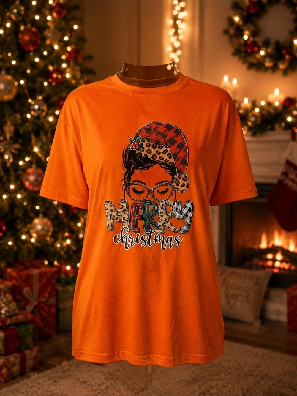 Women’s Orange ‘Merry Christmas’ Graphic Tee